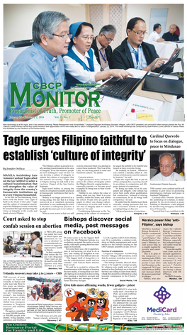 Tagle Urges Filipino Faithful to Establish 'Culture of Integrity'