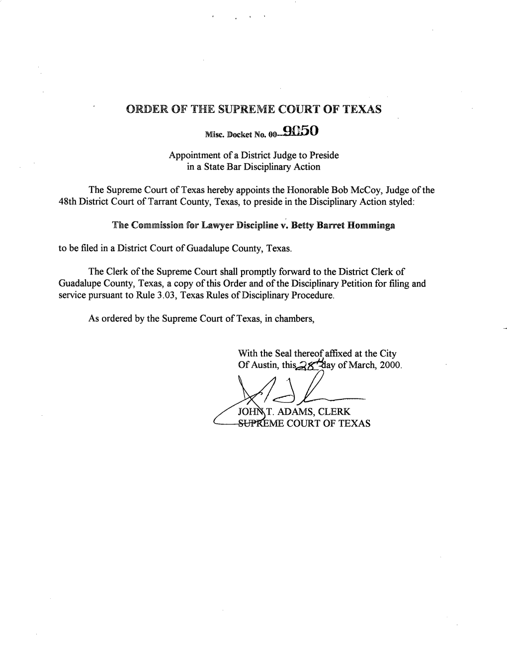 Er of the Supreme Court of Texas