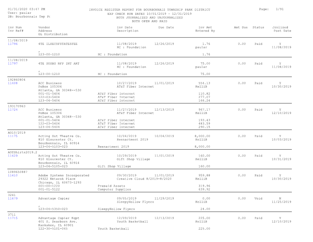 Invoice Register Report For