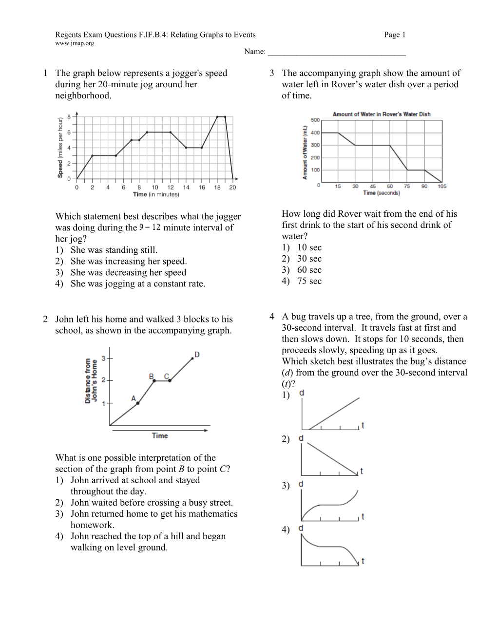 Regents Exam Questions F.IF.B.4: Relating Graphs to Events Page 3