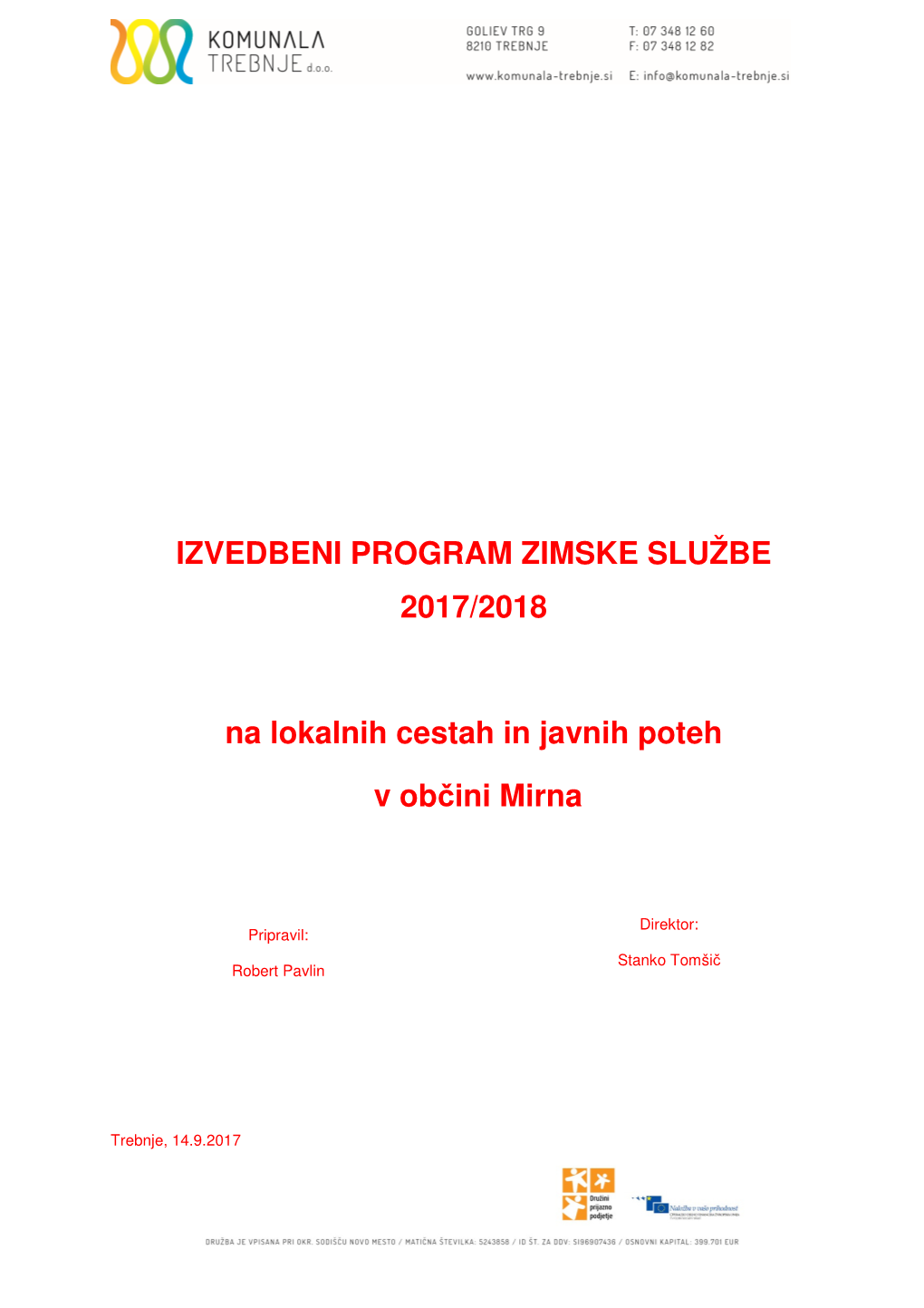 IZVEDBENI PROGRAM ZIMSKE SLUŽBE 2017/2018 Na Lokalnih