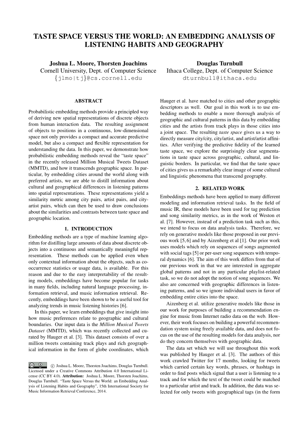 Taste Space Versus the World: an Embedding Analysis of Listening Habits and Geography