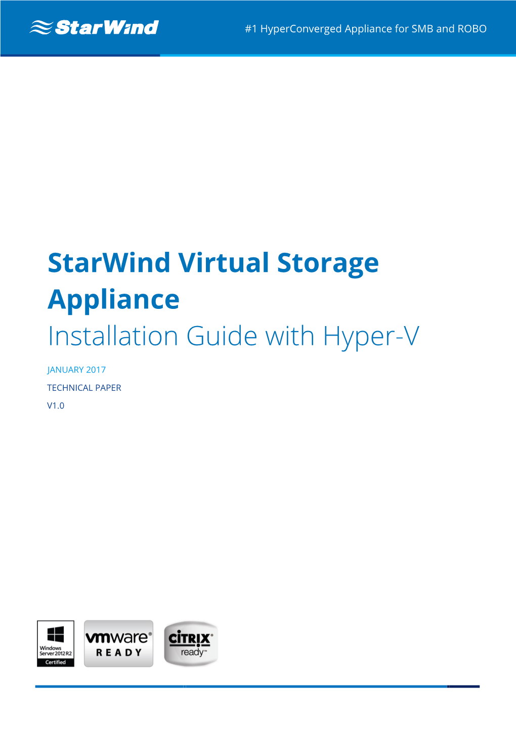 Starwind Virtual Storage Appliance Installation Guide with Hyper-V