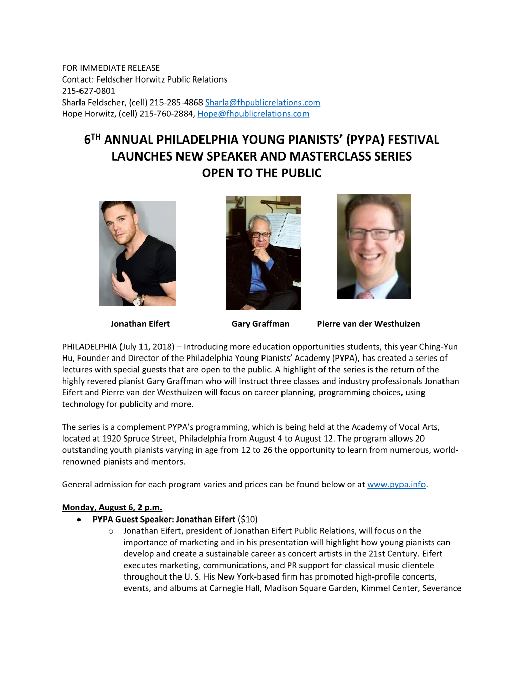 6Th Annual Philadelphia Young Pianists' (Pypa