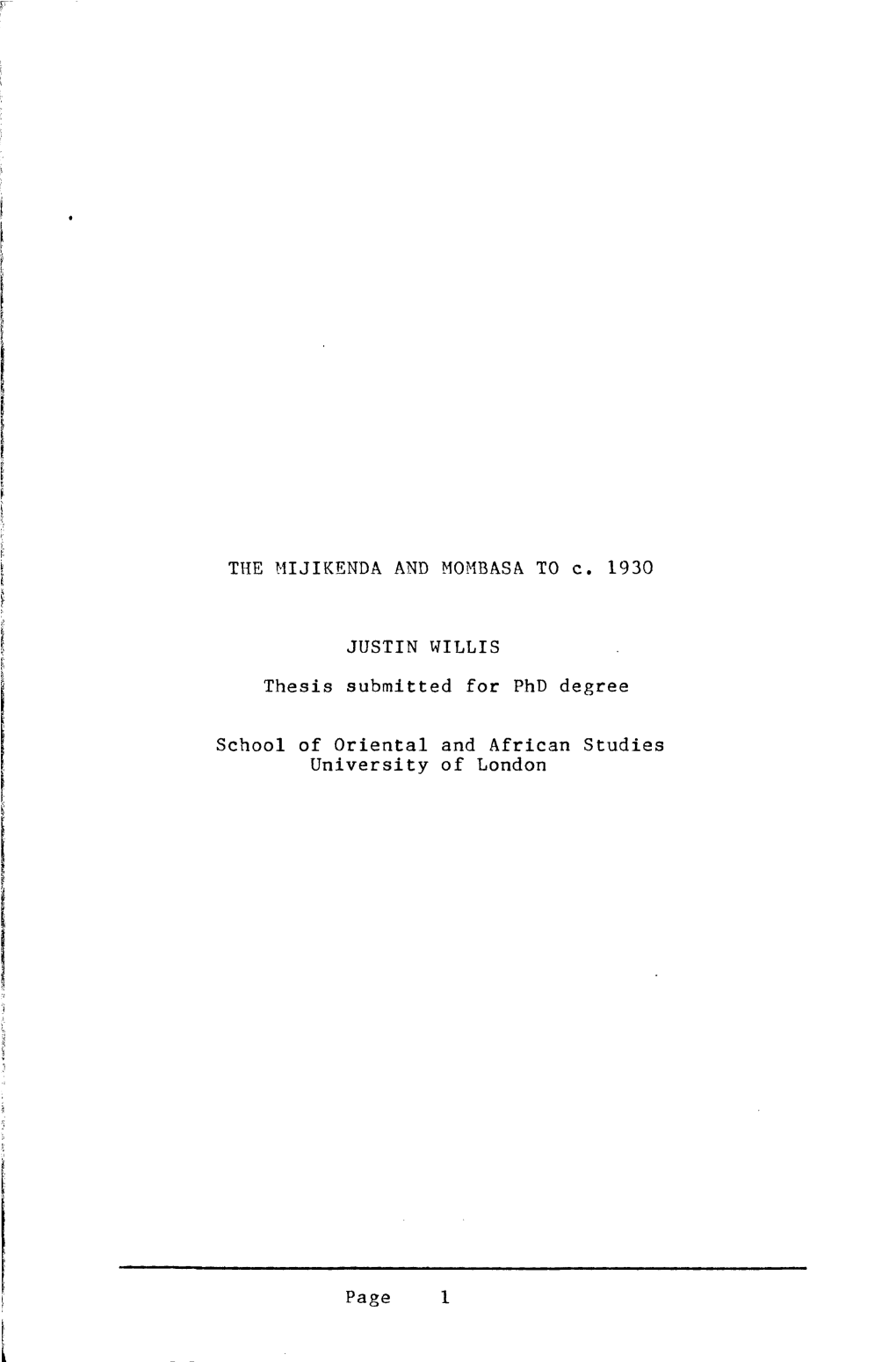 THE MIJIKENDA and MOMBASA to C. 1930 Page 1