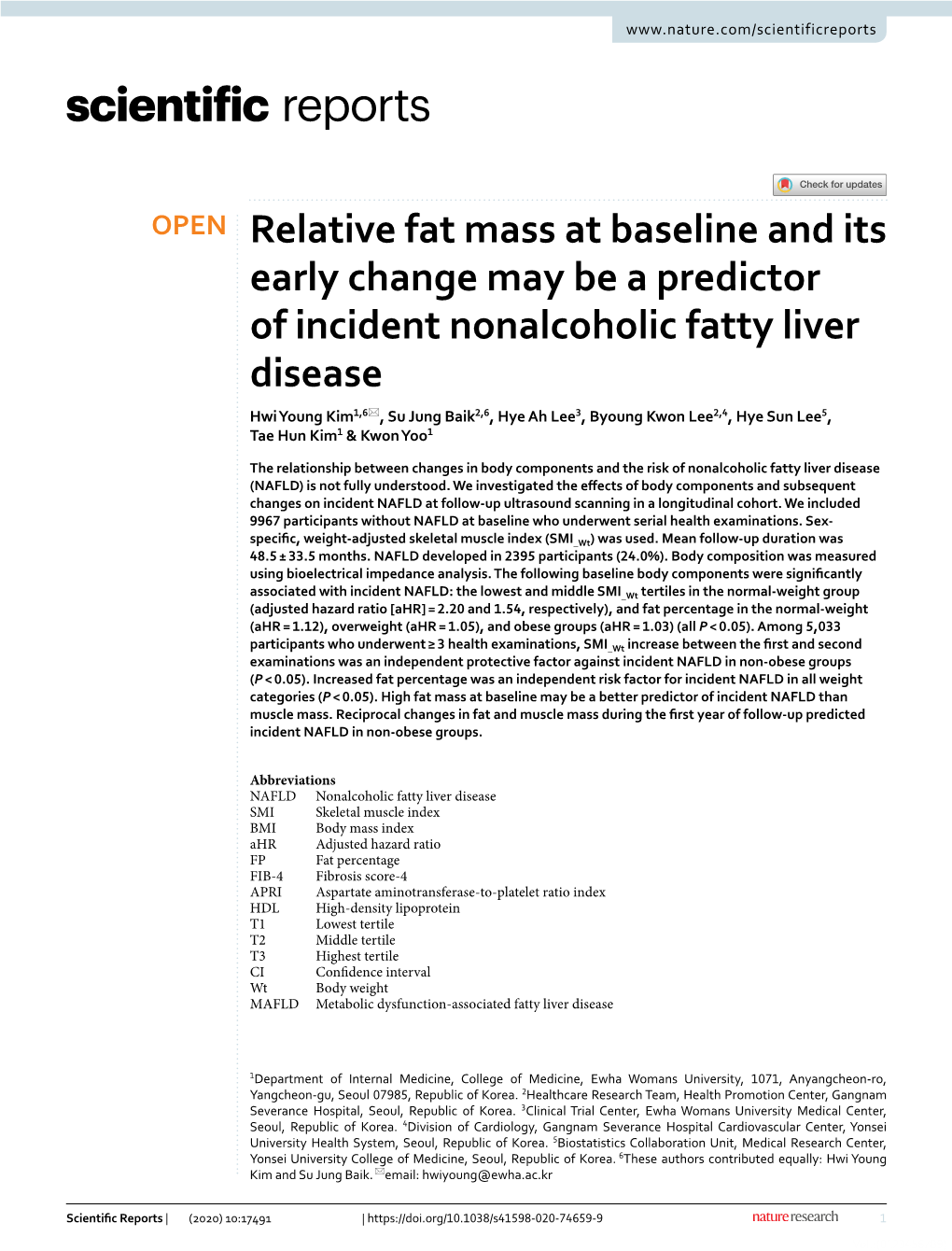 Relative Fat Mass at Baseline and Its Early Change May Be a Predictor Of