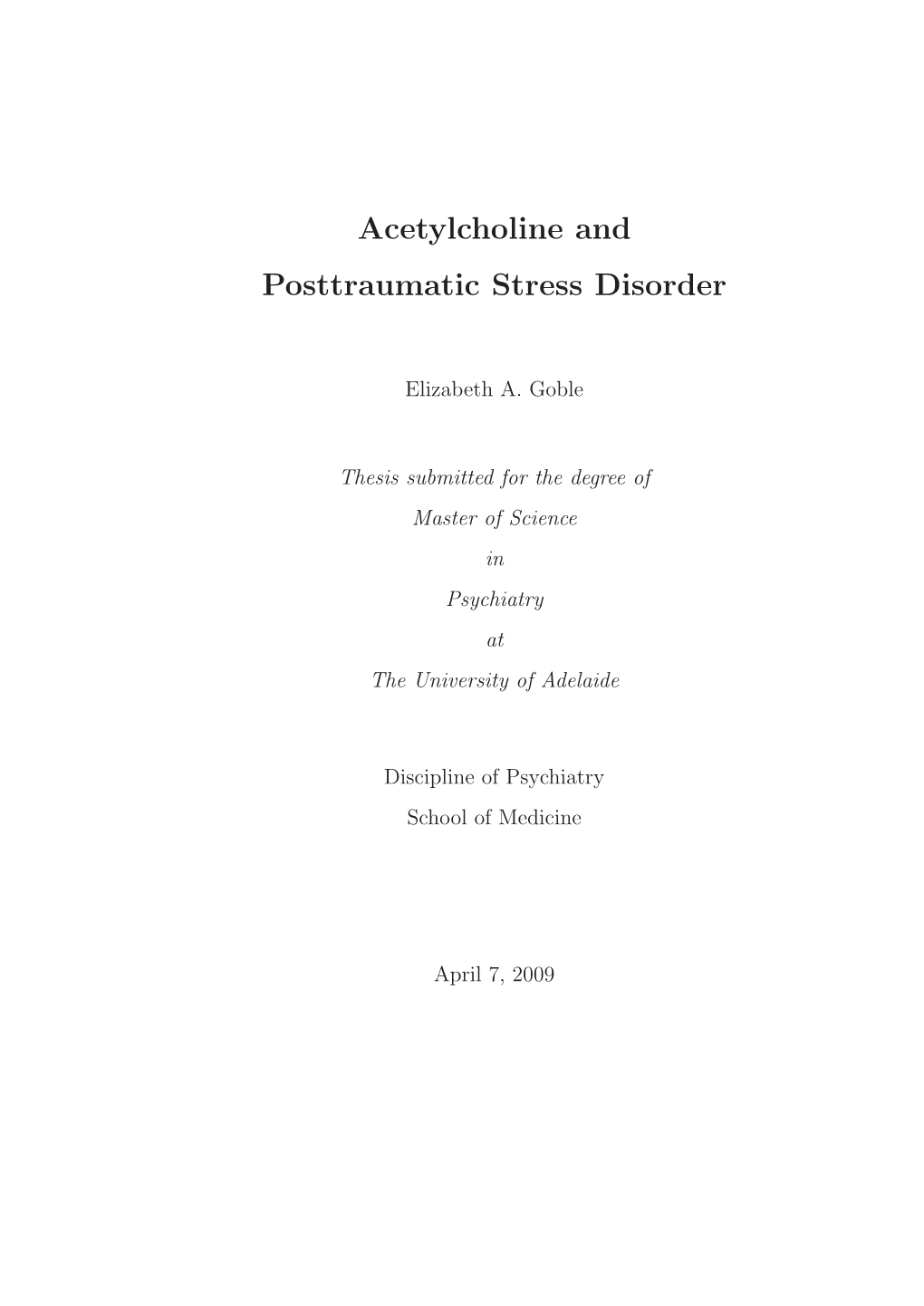 Acetylcholine and Posttraumatic Stress Disorder