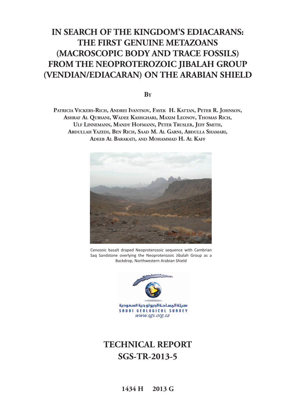 Macroscopic Body and Trace Fossils) from the Neoproterozoic Jibalah Group (Vendian/Ediacaran) on the Arabian Shield