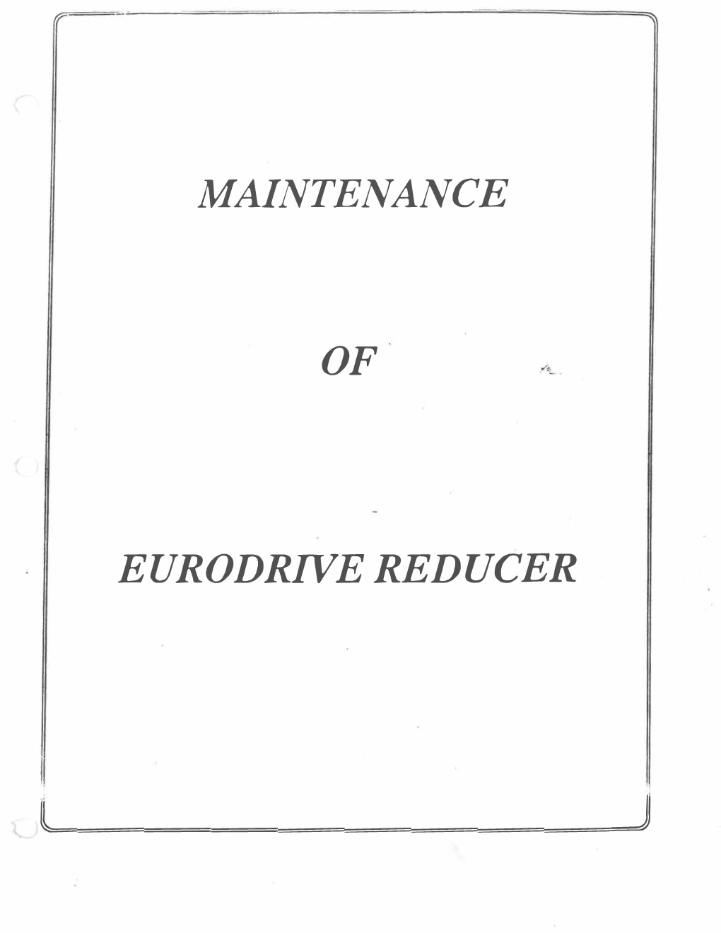 Maintenance of Eurodrive Reducer