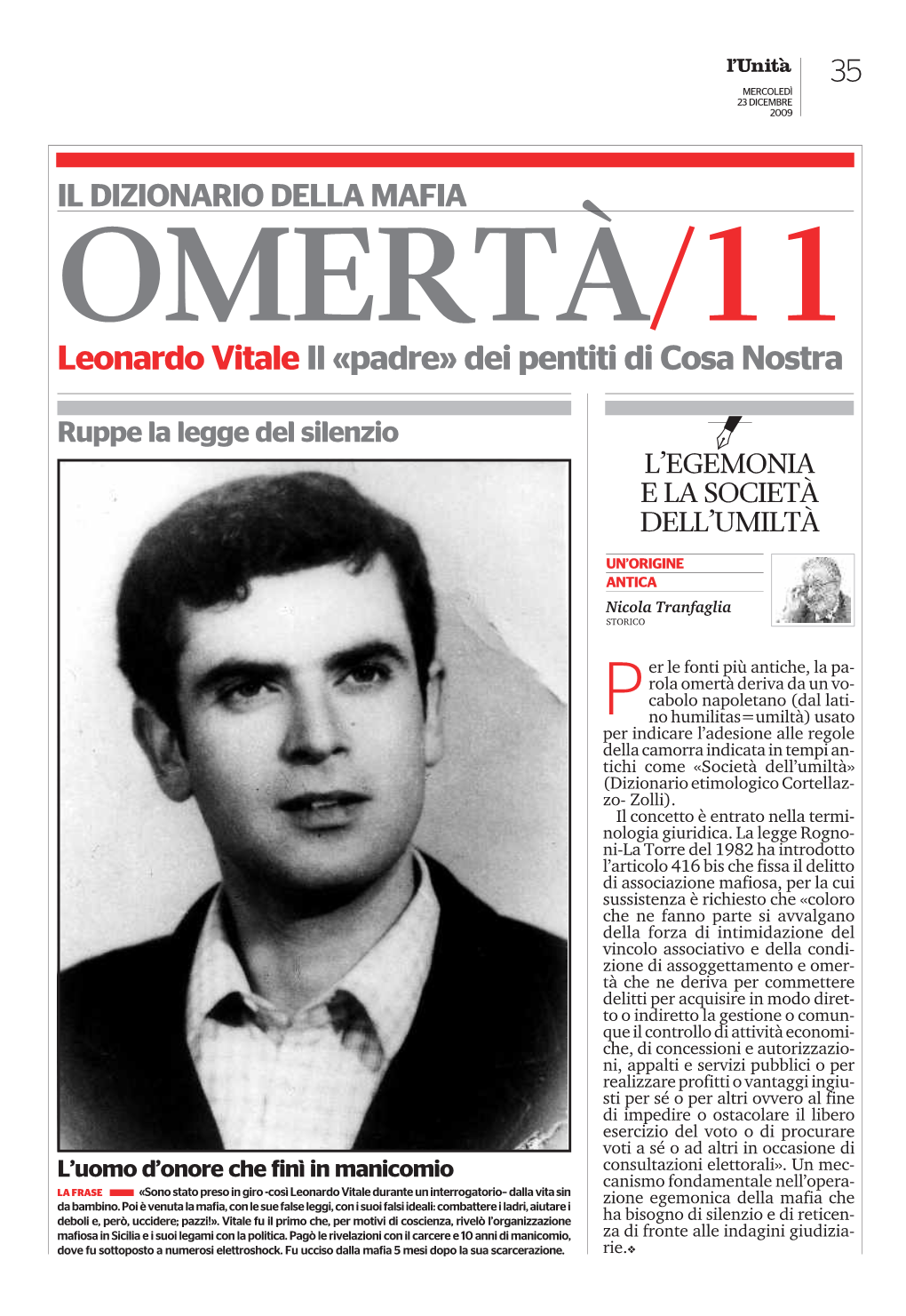 Leonardo Vitale Il «Padre» Dei Pentiti Di Cosa Nostra