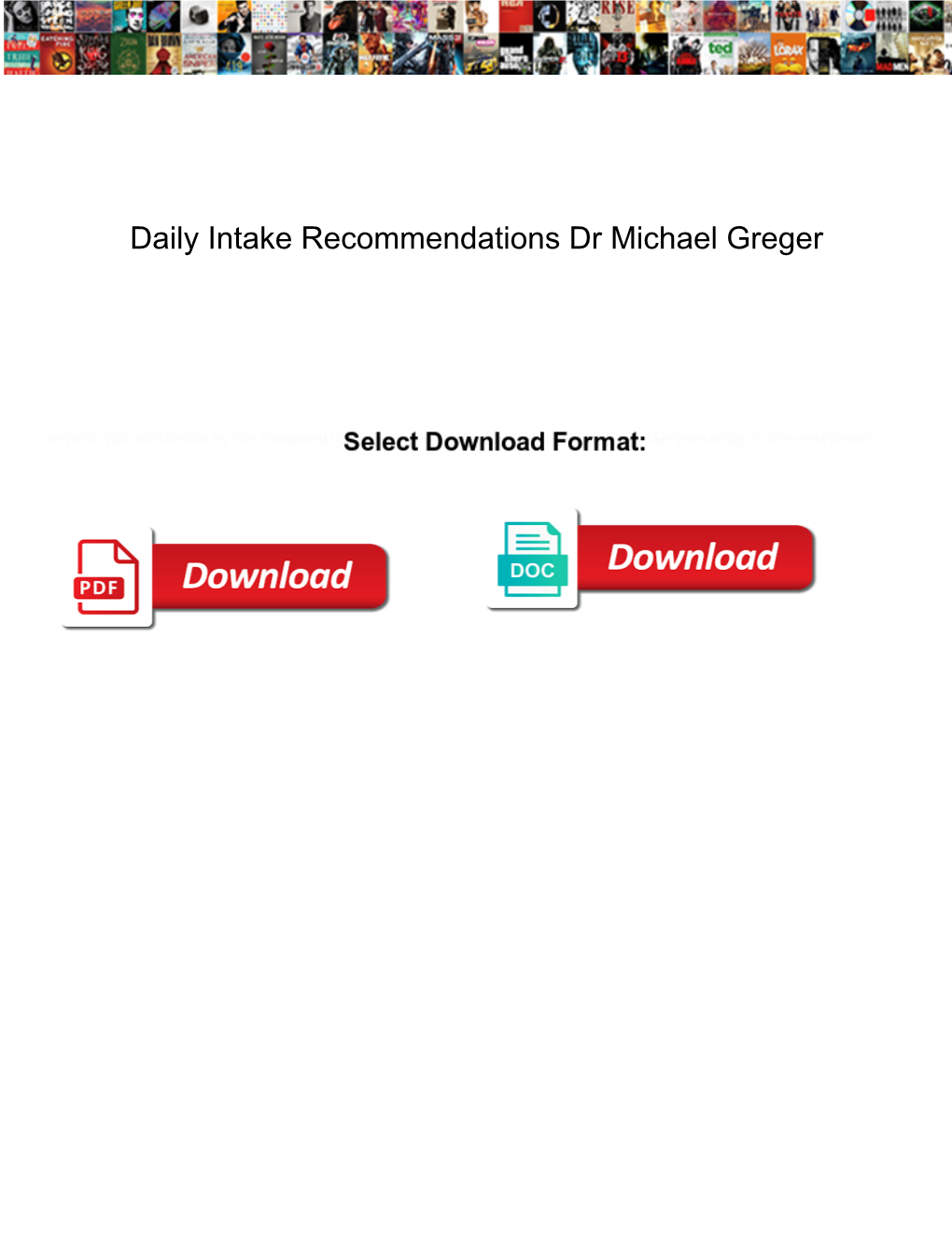 Daily Intake Recommendations Dr Michael Greger