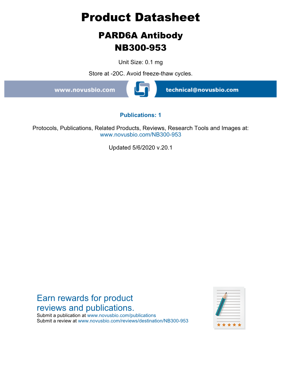 Product Datasheet PARD6A Antibody NB300-953