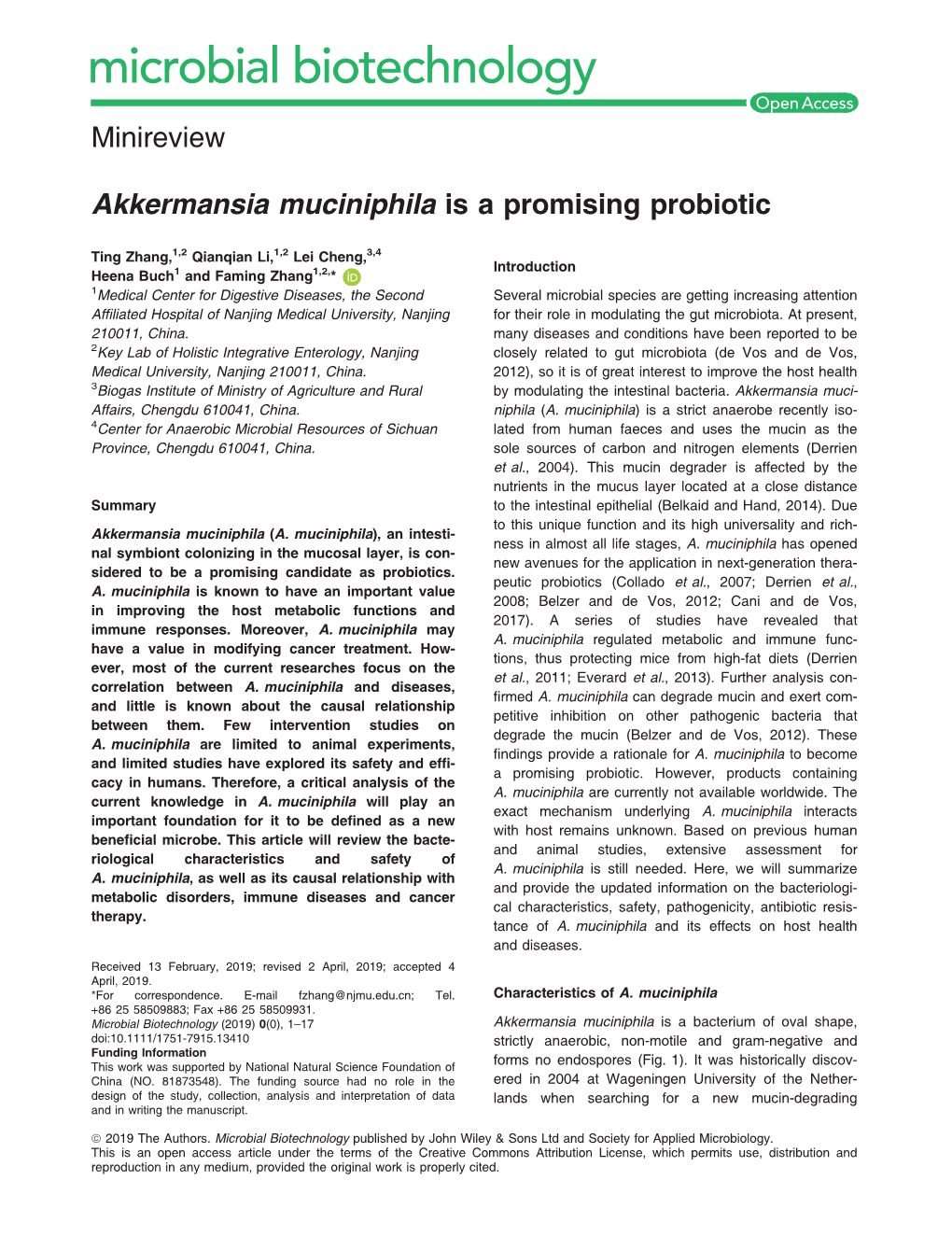 Akkermansia Muciniphila Is a Promising Probiotic