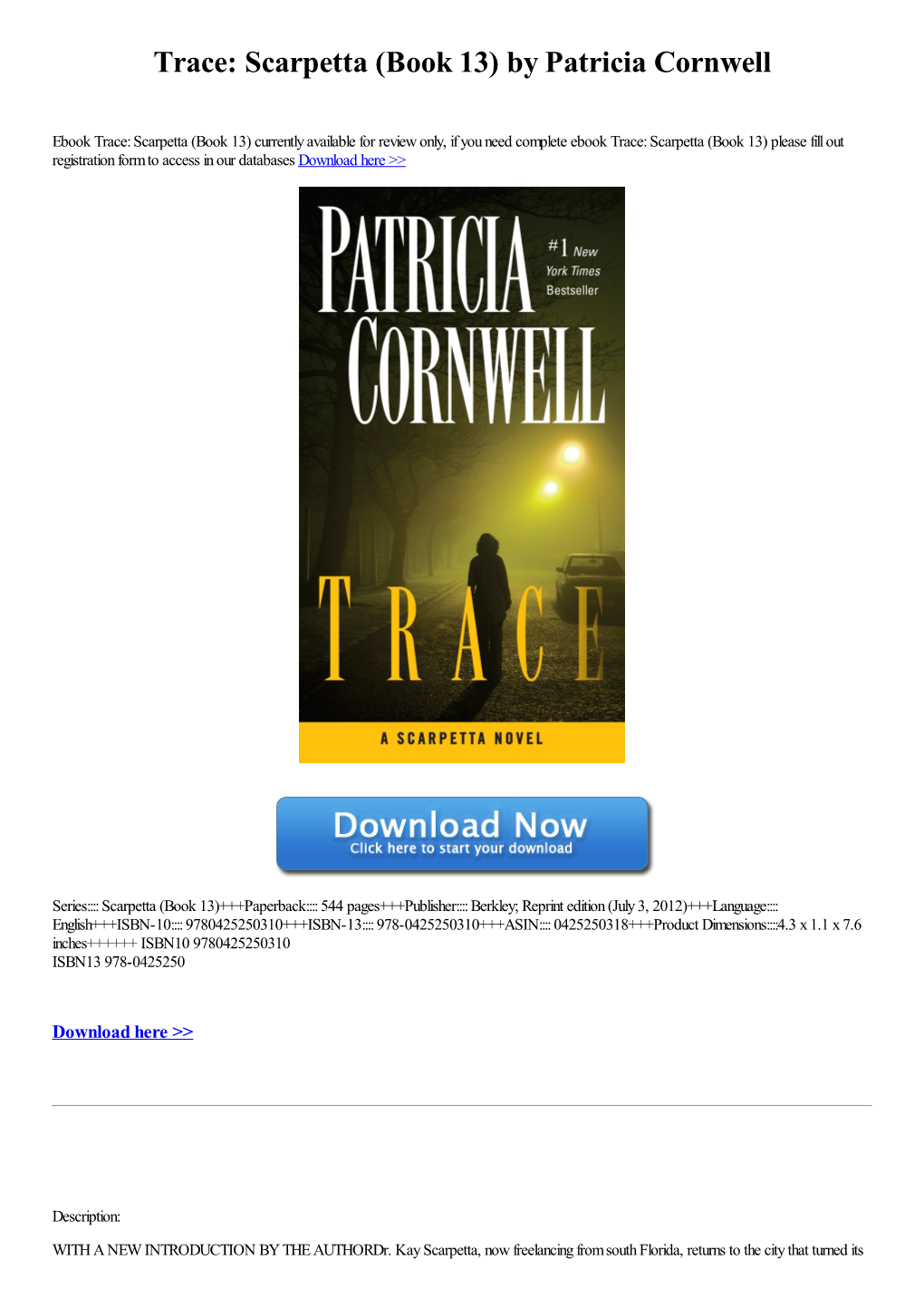 Trace: Scarpetta (Book 13) by Patricia Cornwell