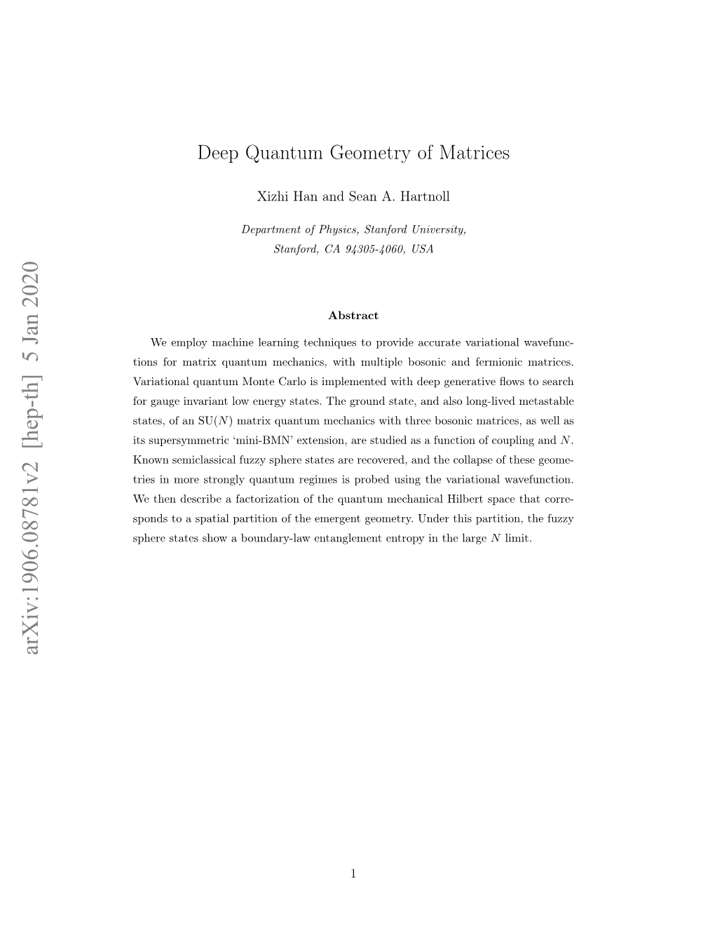 Deep Quantum Geometry of Matrices