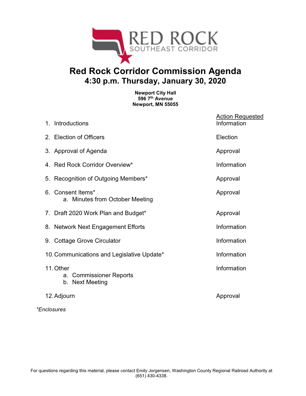 Red Rock Corridor Commission Agenda 4:30 P.M