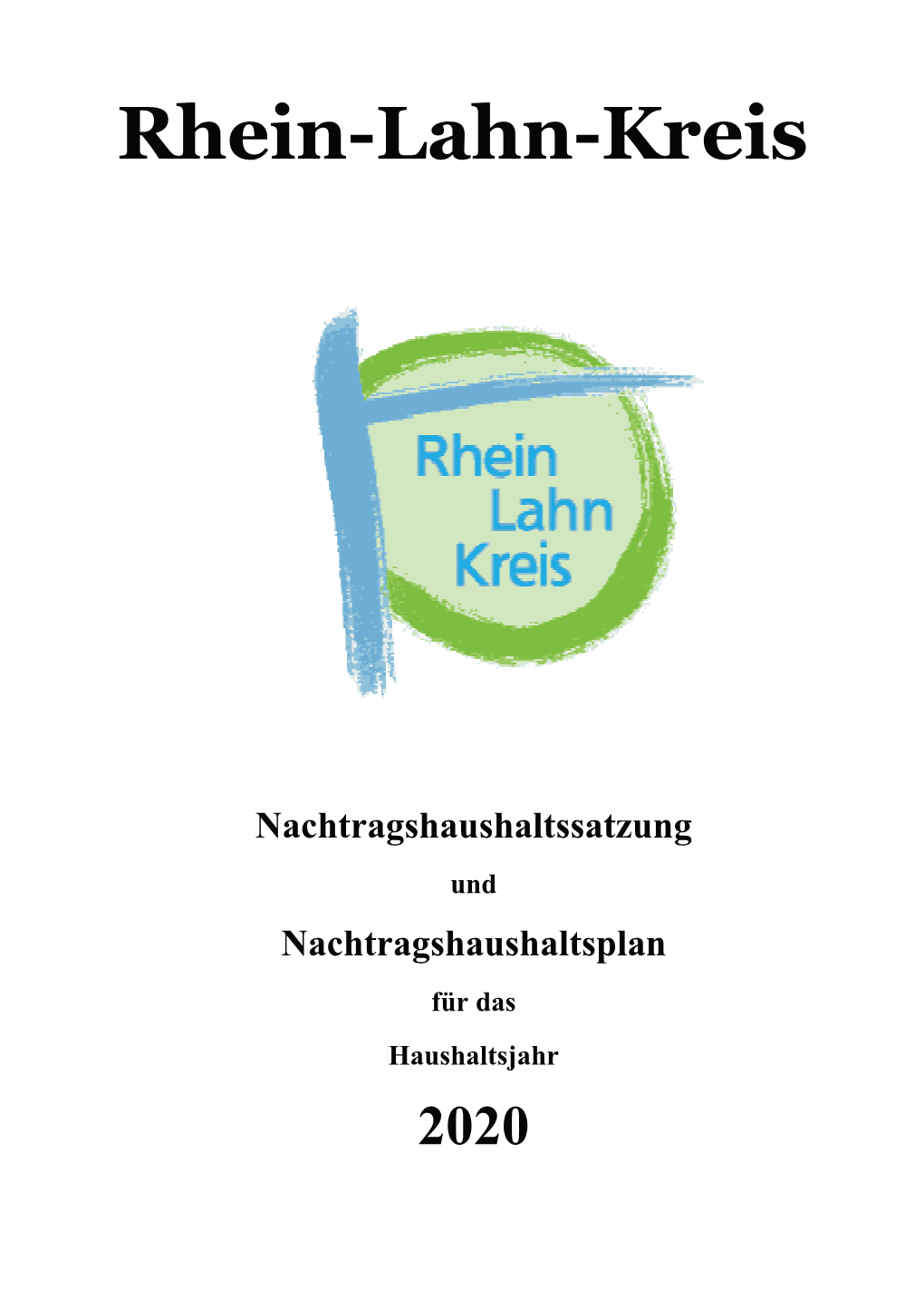 Nachtragshaushaltsplan Des Rhein-Lahn-Kreises Für Das Haushaltsjahr 2020