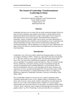 Transformational Leadership in Music