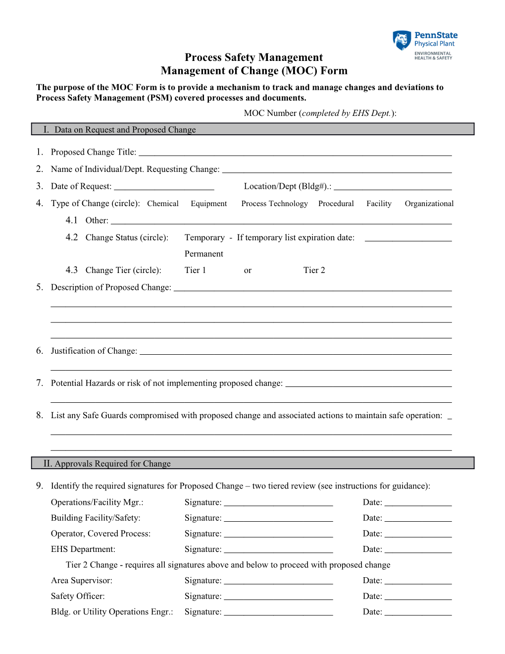 Management of Change (MOC) Form