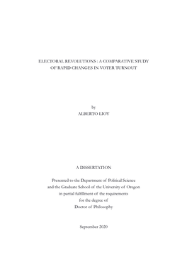 Electoral Revolutions : a Comparative Study of Rapid Changes in Voter Turnout