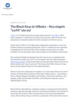 The Black Keys Är Tillbaka – Nya Singeln ”Lo/Hi” Ute Nu!