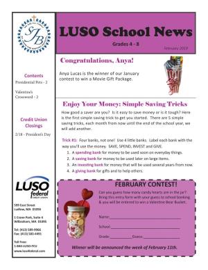 LUSO School News Grades 4 - 8 February 2019
