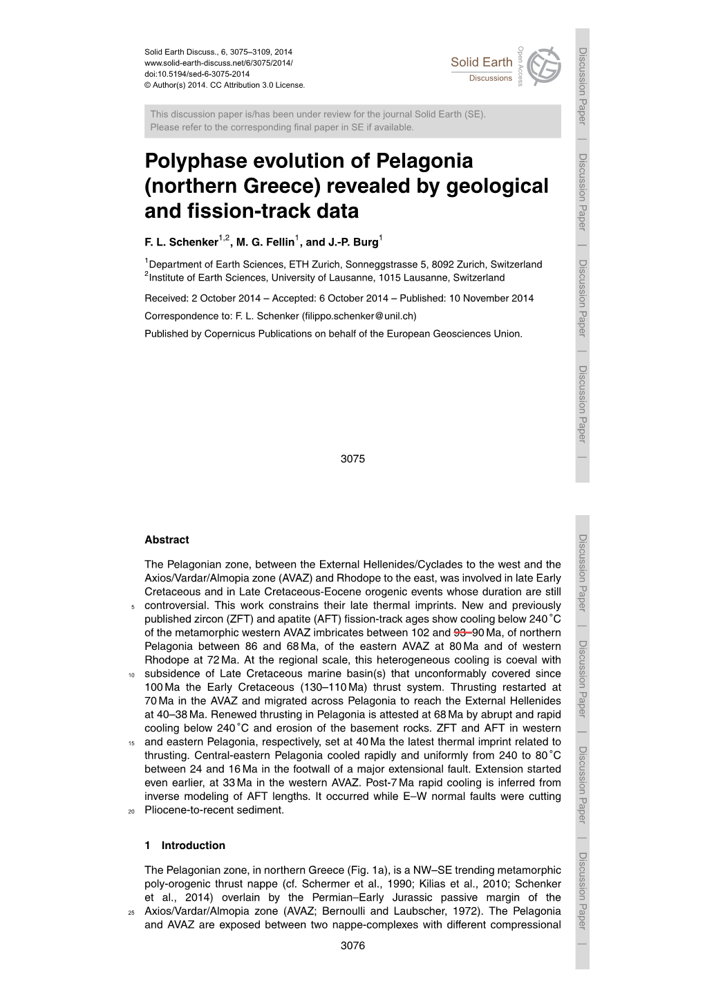 Polyphase Evolution of Pelagonia (Northern Greece) Revealed by Geological and ﬁssion-Track Data F