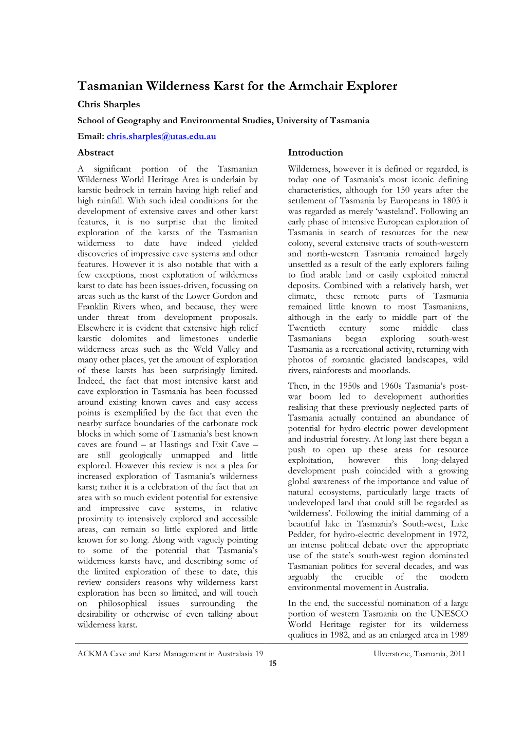 Cave and Karst Management in Australasia XIX-3Styles