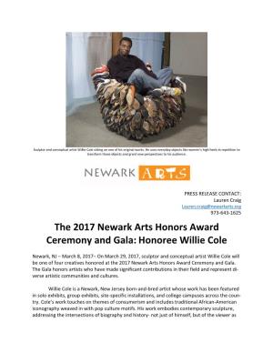 The 2017 Newark Arts Honors Award Ceremony and Gala: Honoree Willie Cole