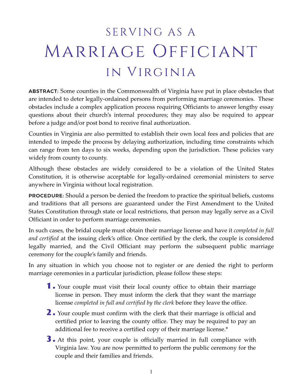 Virginia Marriage Officiant Guide