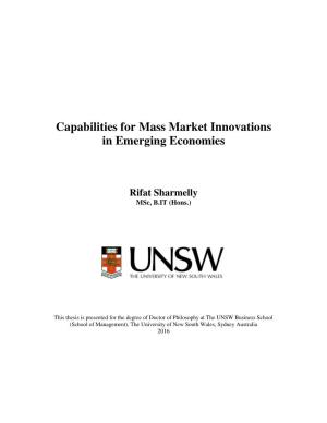 Capabilities for Mass Market Innovations in Emerging Economies