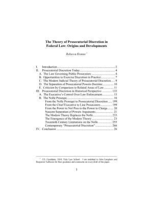 The Theory of Prosecutorial Discretion in Federal Law: Origins and Developments