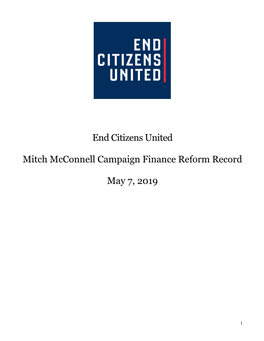 End Citizens United Mitch Mcconnell Campaign Finance Reform Record