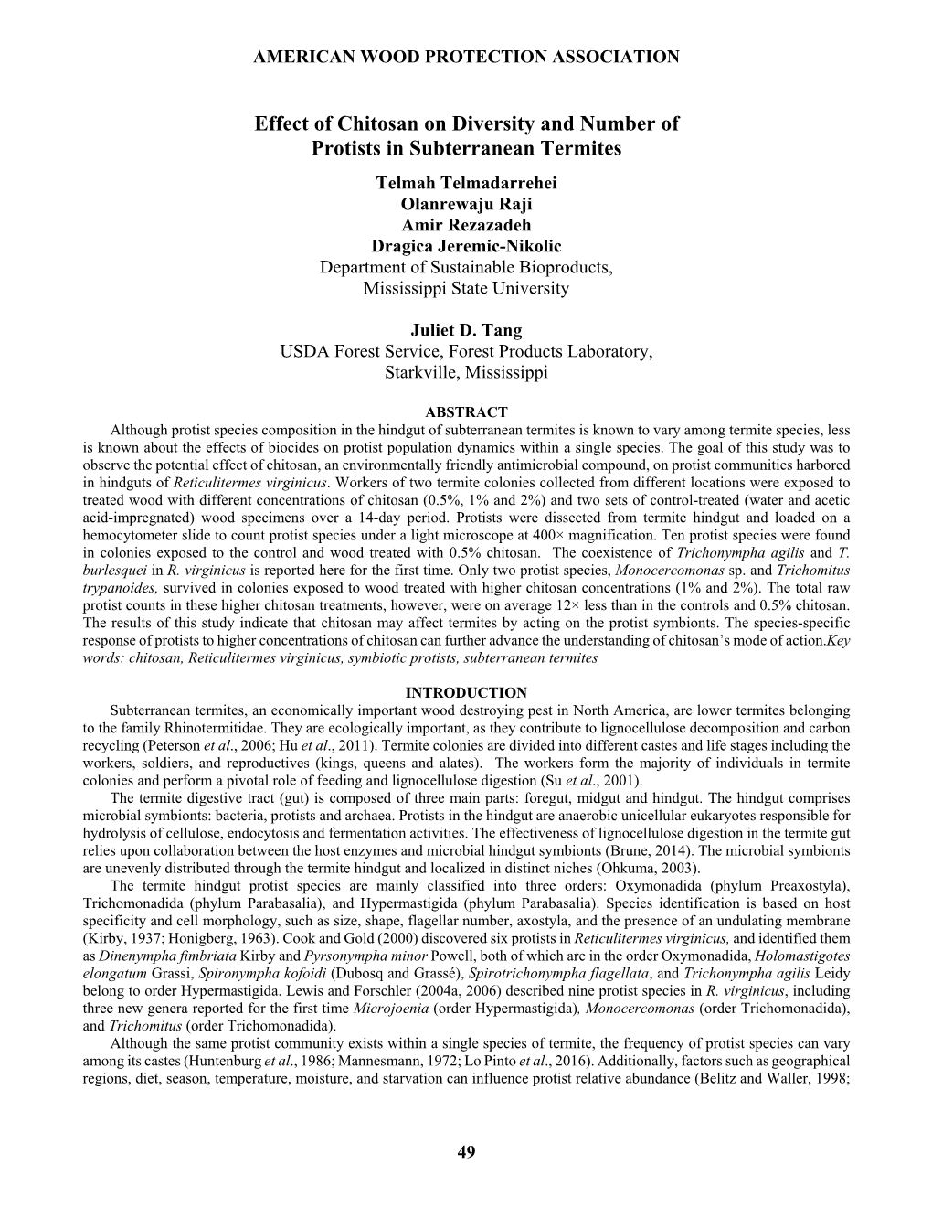 Effect of Chitosan on Diversity and Number of Protists in Subteranean