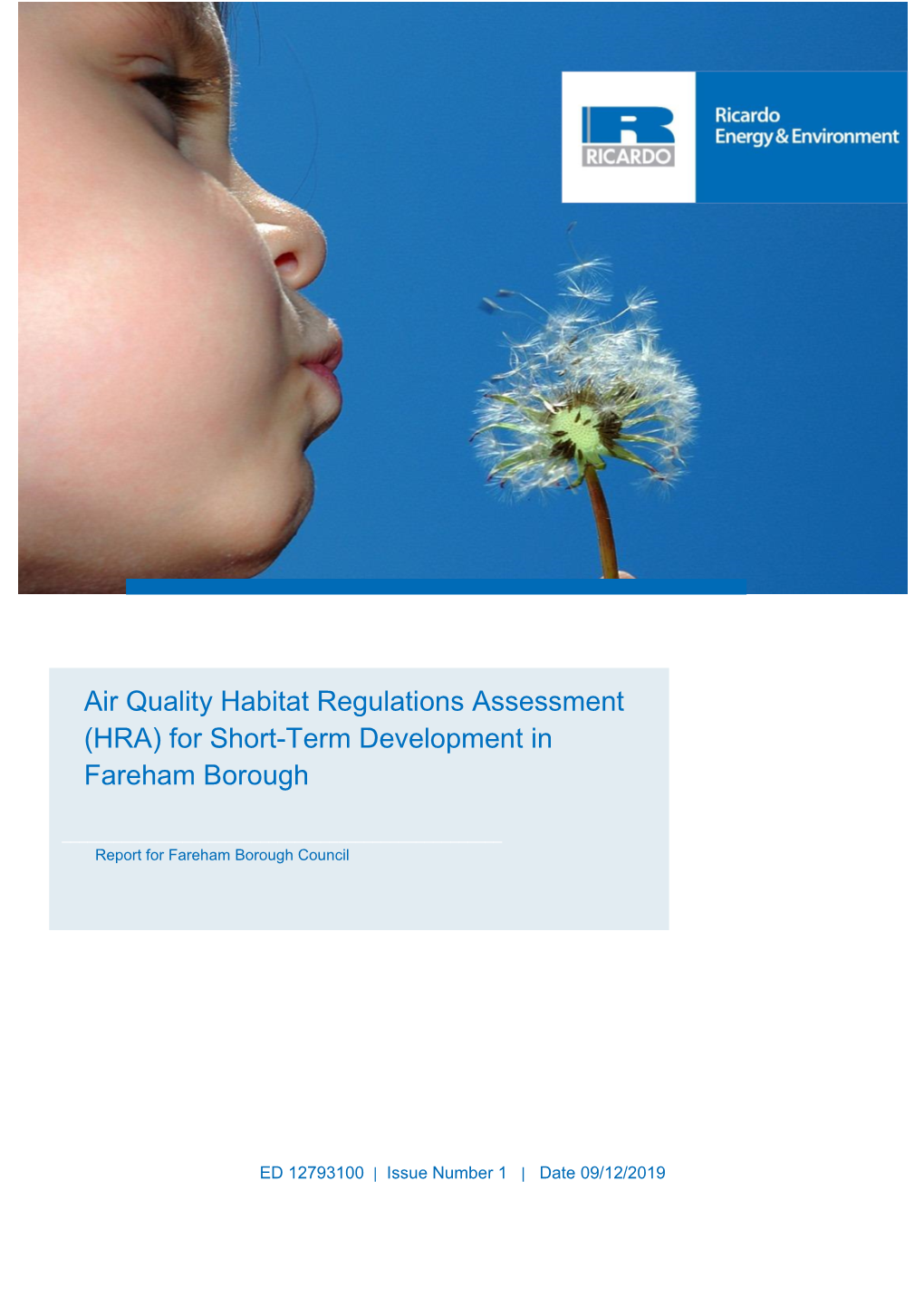 Air Quality Habitat Regulations Assessment (HRA) for Short-Term Development in Fareham Borough