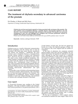 The Treatment of Chyluria Secondary to Advanced Carcinoma of the Prostate
