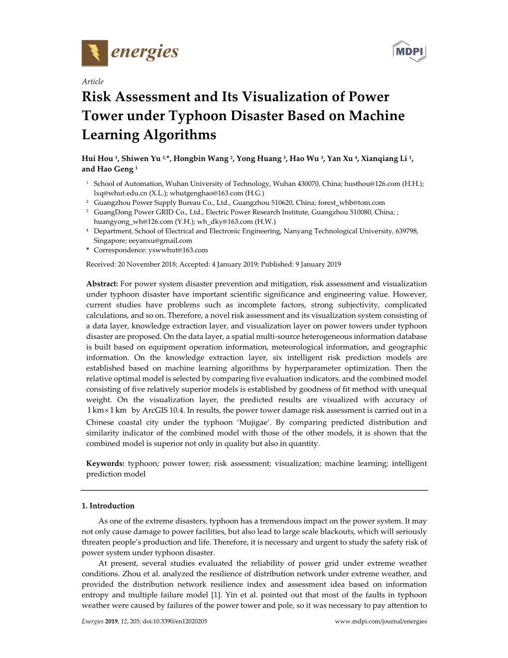 Risk Assessment and Its Visualization of Power Tower Under Typhoon Disaster Based on Machine Learning Algorithms