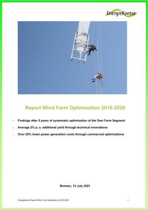 Report Wind Farm Optimisation 2016-2020