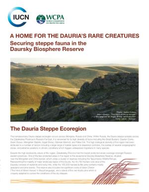 A HOME for the DAURIA's RARE CREATURES Securing Steppe