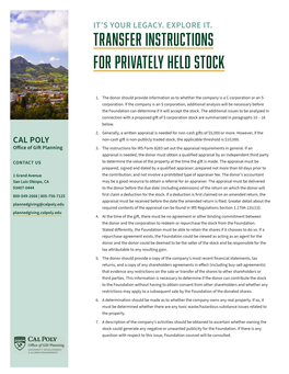 Transfer Instructions for Privately Held Stock