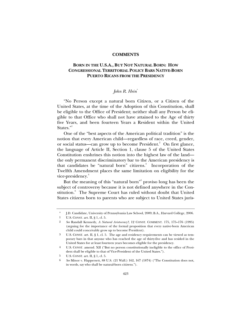 How Congressional Territorial Policy Bars Native-Born Puerto Ricans from the Presidency