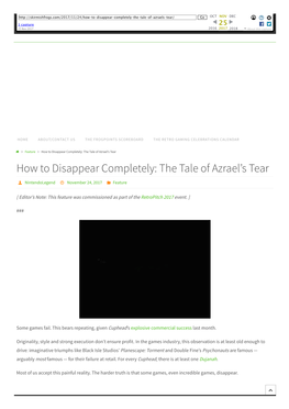 How to Disappear Completely: the Tale of Azrael's Tear