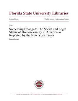Something Changed: the Social and Legal Status of Homosexuality in America As Reported by the New York Times Lauren Berard