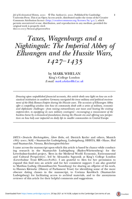Taxes, Wagenburgs and a Nightingale: the Imperial Abbey of Ellwangen and the Hussite Wars, –