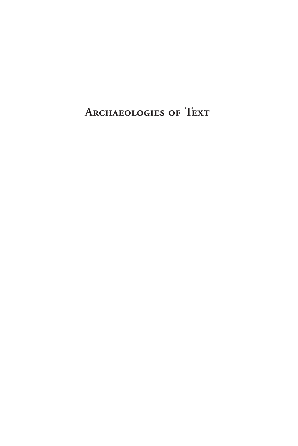 Archaeologies of Text Joukowsky Institute Publications