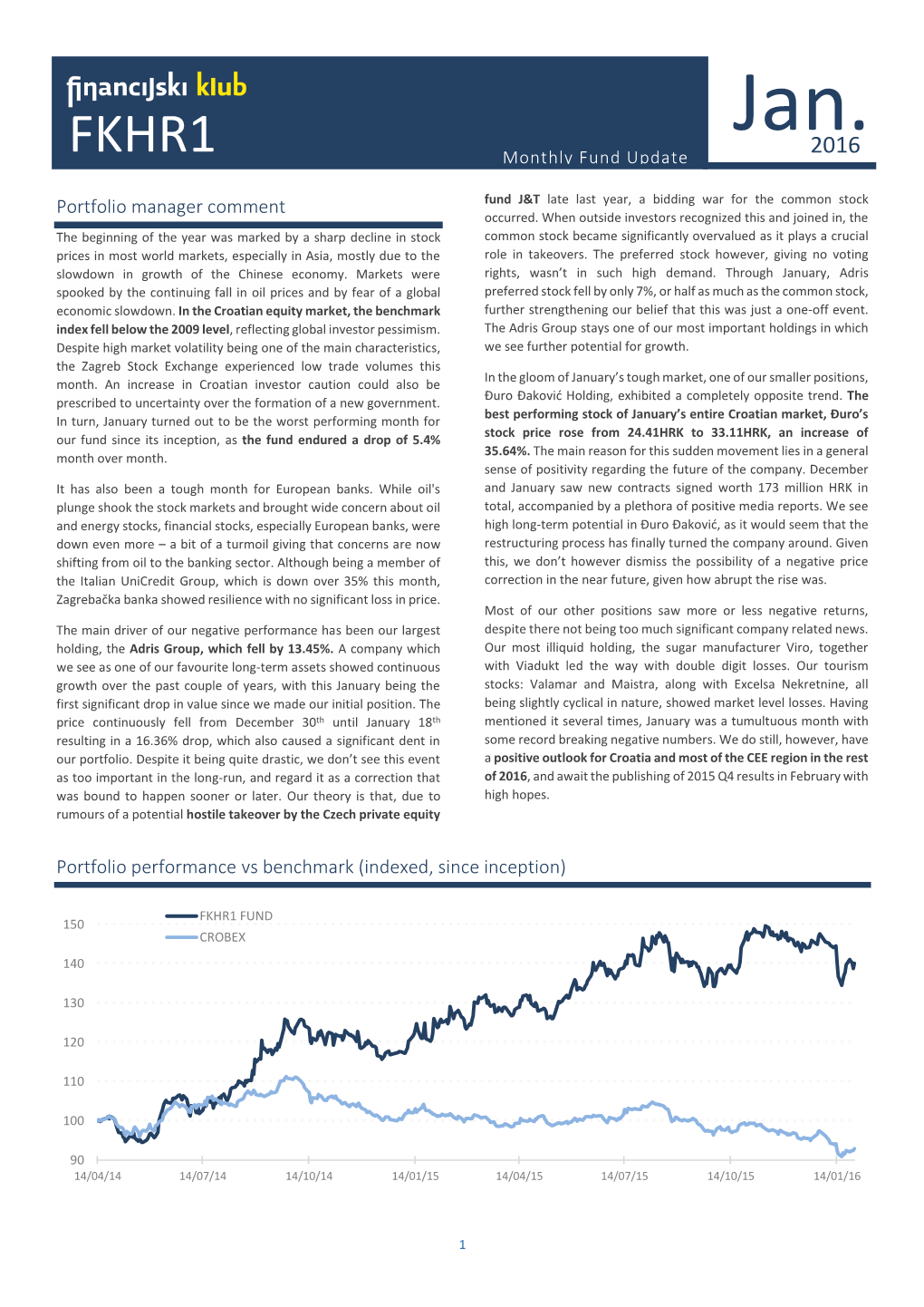 Portfolio Manager Comment Portfolio Performance Vs Benchmark