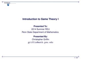 Introduction to Game Theory I