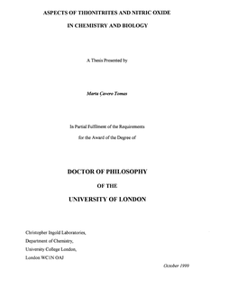 Doctor of Philosophy University of London
