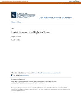 Restrictions on the Right to Travel Joseph L