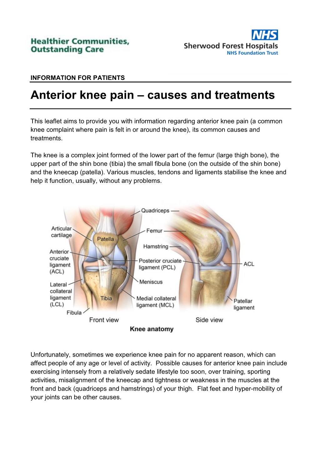 Anterior Knee Pain – Causes and Treatments - DocsLib